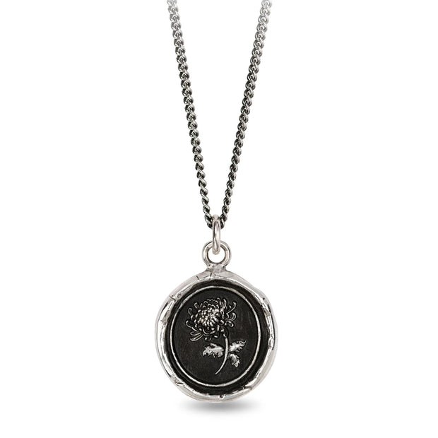 Sterling Silver Chrysanthemum Talisman Necklace - "Healing Journey"