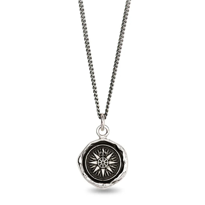 Sterling Silver Compass Talisman Necklace - "Direction"