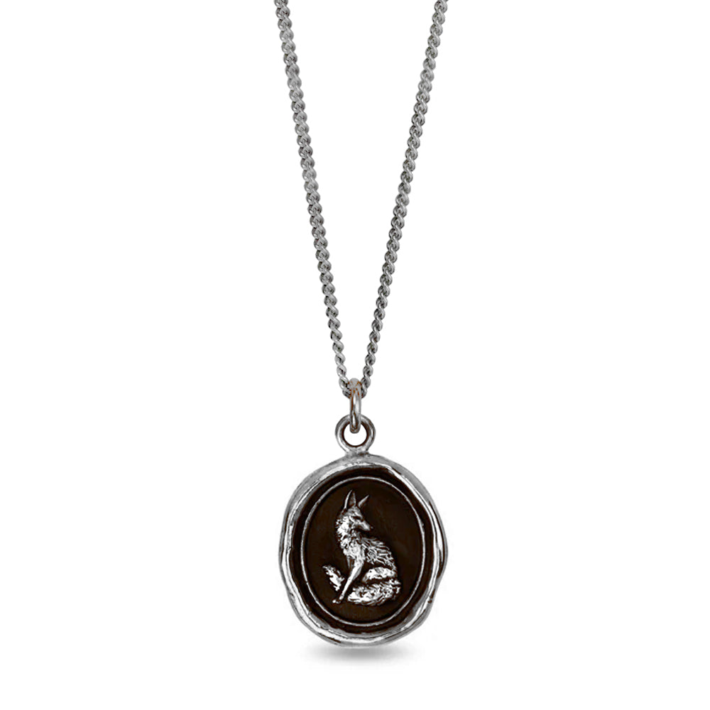 Trust in Yourself fox talisman necklace in oxidized sterling silver