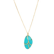 One-of-a-Kind Turquoise & Gold Necklace - "Butterfly Wing"