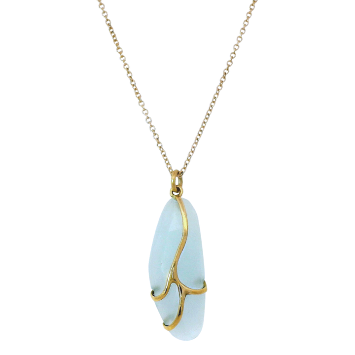 Aquamarine & Yellow Gold Necklace - "Butterfly"