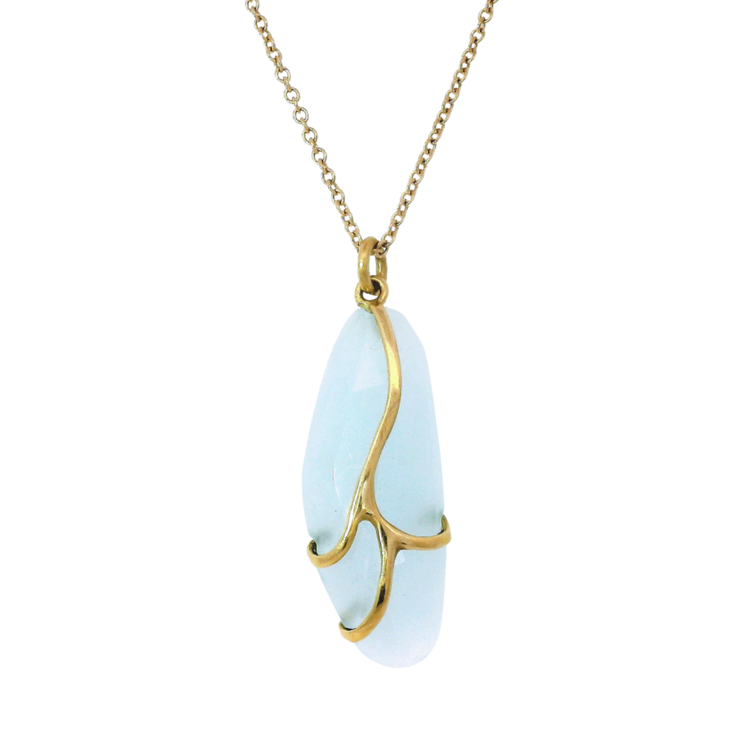 Aquamarine & Yellow Gold Necklace - "Butterfly"
