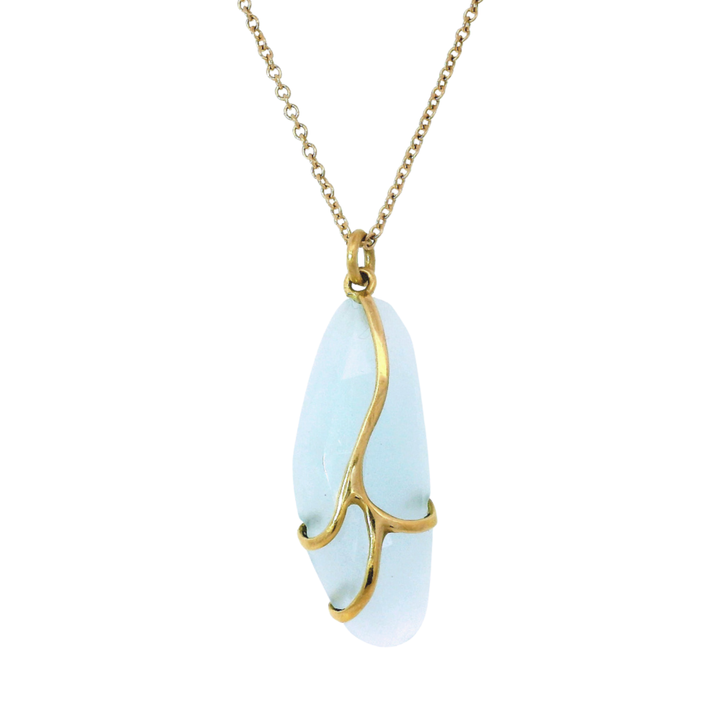 Aquamarine & Yellow Gold Necklace - "Butterfly"