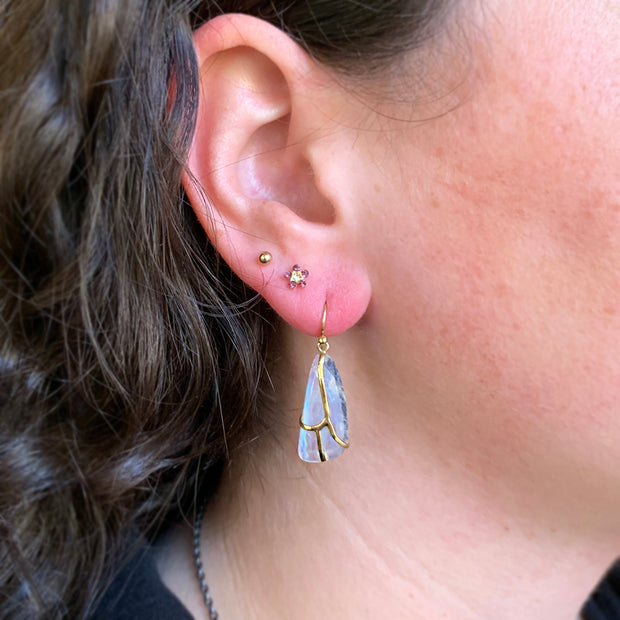 One-of-a-Kind Rainbow Moonstone Earrings - "Butterfly"