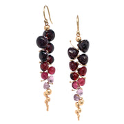 Almandine, Malaya, & Rhodolite Drop Earrings - "Large Caviar"