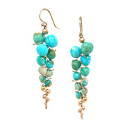 Turquoise Briolette Drop Earrings - "Large Caviar"