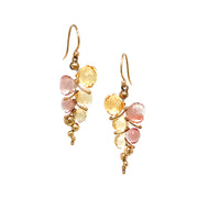 Citrine & Sunstone Drop Earrings - "Small Caviar"