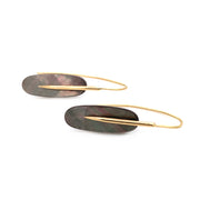 Black Mother of Pearl Earrings - "Small Feather"