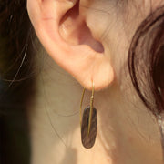 Black Mother of Pearl Earrings - "Small Feather"