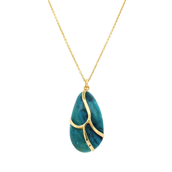 One-of-A-Kind Chrysocolla & Gold Necklace - "Butterfly Dreams"