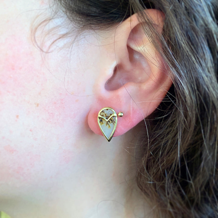 One-of-a-Kind Montana Agate Stud Earrings - "Owl"