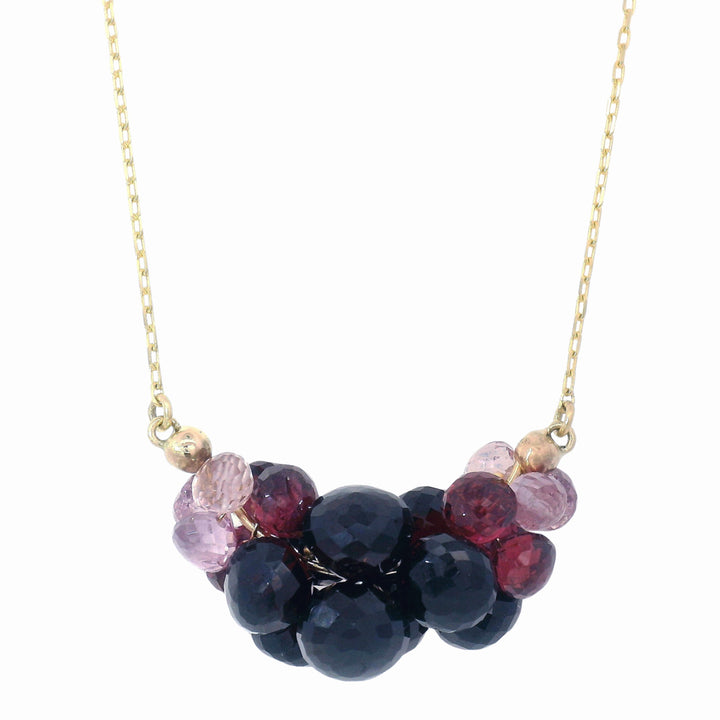 Garnet Briolette Cluster Necklace - "Large Cloud"