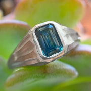 Emerald-Cut Montana Sapphire Signet Ring -"Roam Free"