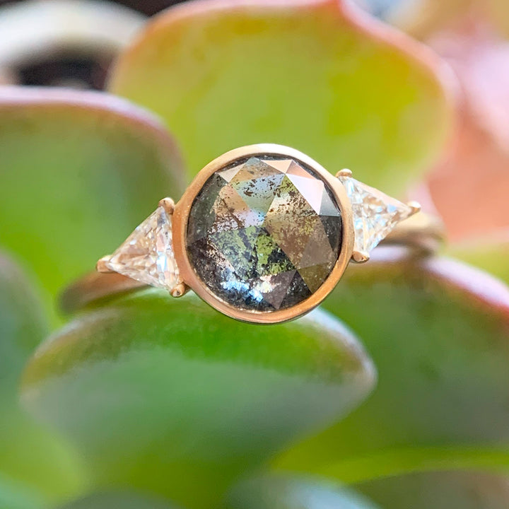 Salt and Pepper Diamond Ring- "Visions of Love"