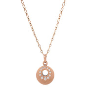 Rene Escobar 18K Rose Gold Diamond Circle Pendant with 18K Yellow Gold Retired Tiffany Chain Front