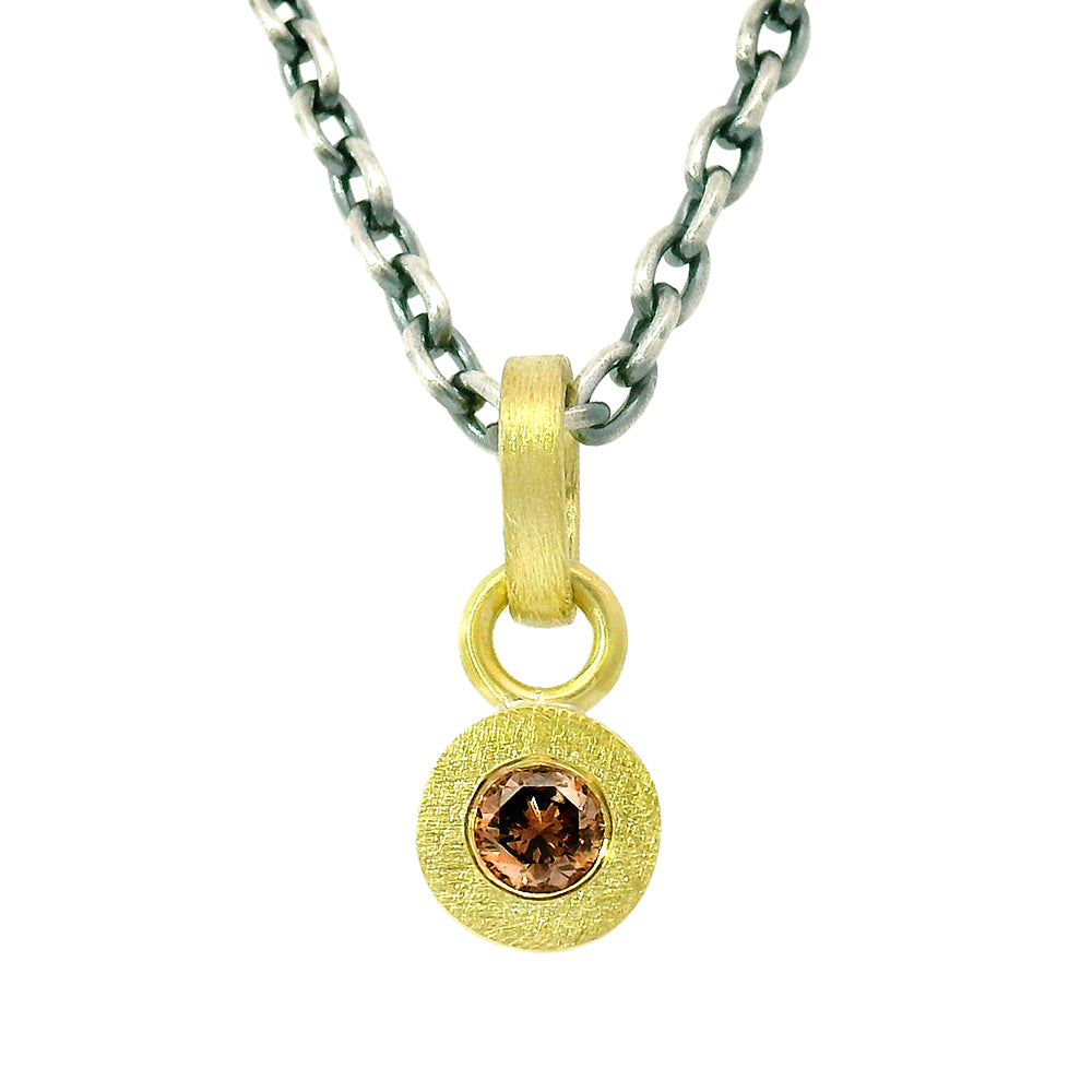 Champagne Diamond Sterling Silver & Yellow Gold Pendant - "Valeri"
