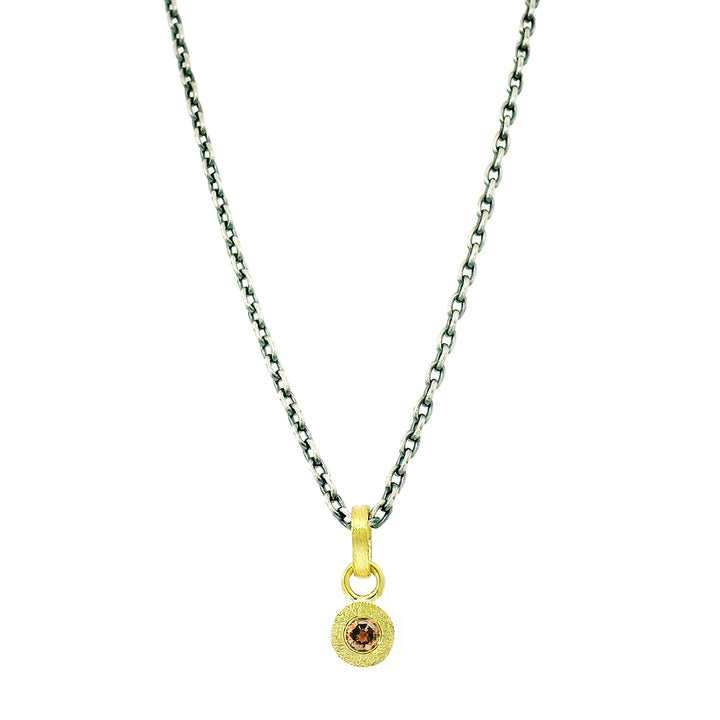Champagne Diamond Sterling Silver & Yellow Gold Pendant - "Valeri"