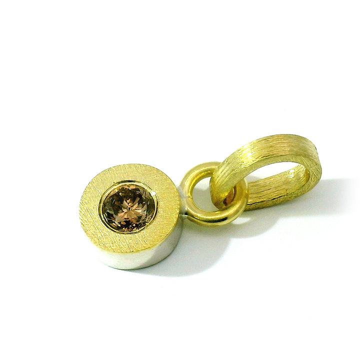 Champagne Diamond Sterling Silver & Yellow Gold Pendant - "Valeri"