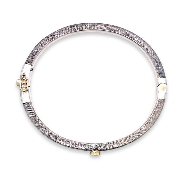 Rene Escobar Oxidized Montana Sapphire, Diamond, and Sterling Silver and 18K Yellow Gold "Gypsy" Bracelet Top