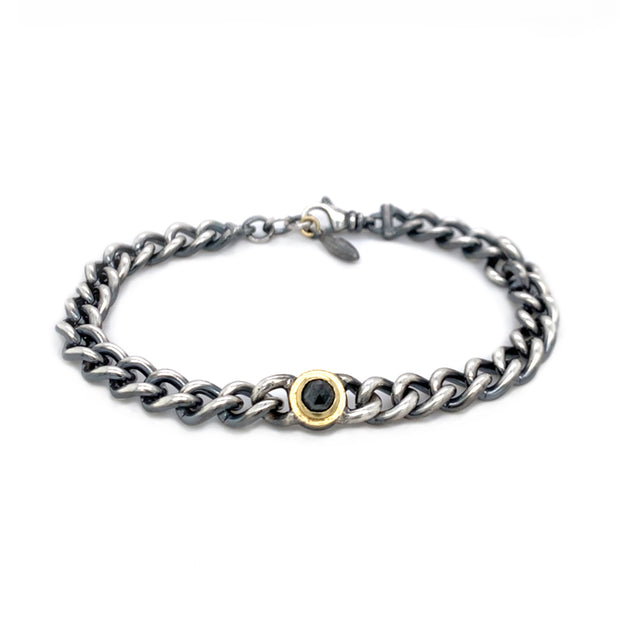 Black Rose Cut Diamond Link Bracelet - "Back in Black"