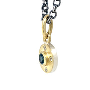 Sterling Silver & Gold Pendant with Montana Sapphire - "Junia"