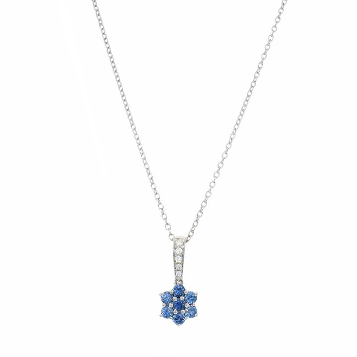 Yogo Sapphire & Diamond Pendant - "Bellflower"
