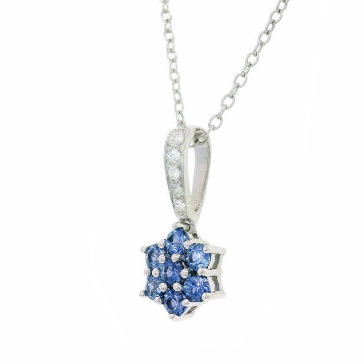 Yogo Sapphire & Diamond Pendant - "Bellflower"