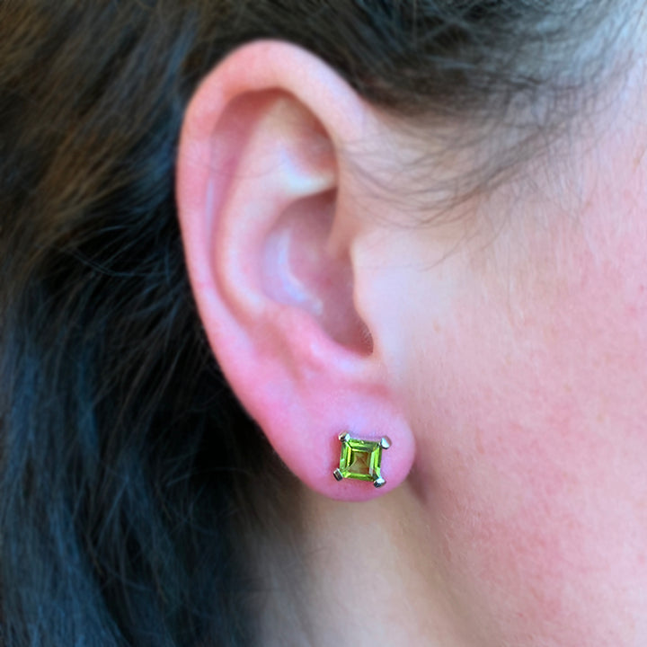 Sterling Silver & Peridot Studs- "Green Machine"
