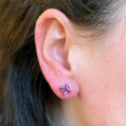 Sterling Silver Amethyst Studs- "Looking Glass"