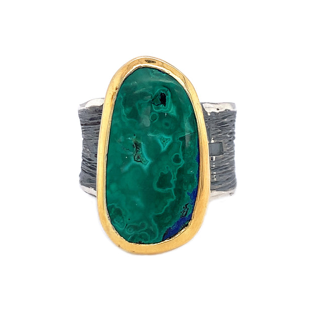 One-of-a-Kind Sterling Silver Ring with Malachite - "Guardian"
