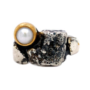 Sterling Silver Ring with Freshwater Pearl - "Dorota"
