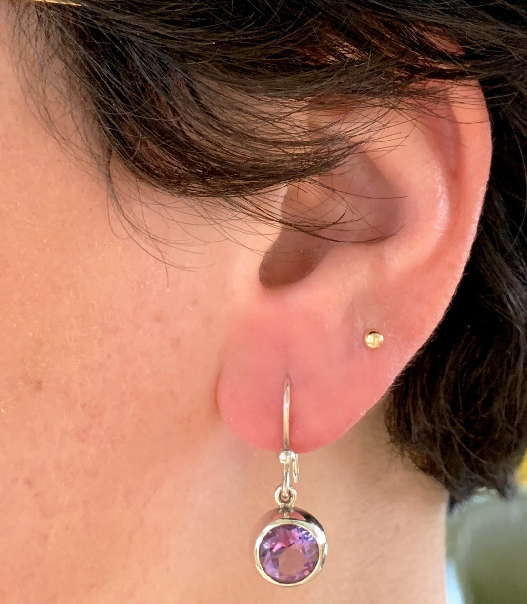 Round Amethyst Drop Earrings - "Lovely Lavender"