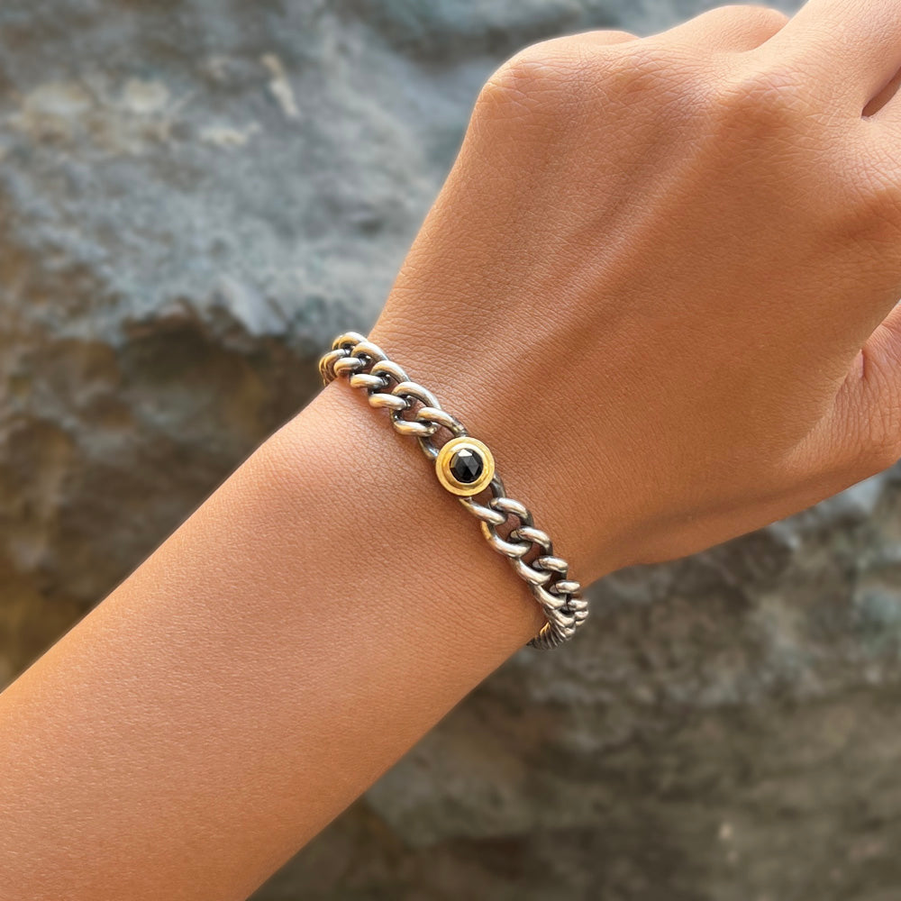 Montana Sapphire & Diamond Bangle Bracelet - "Gypsy Lux"