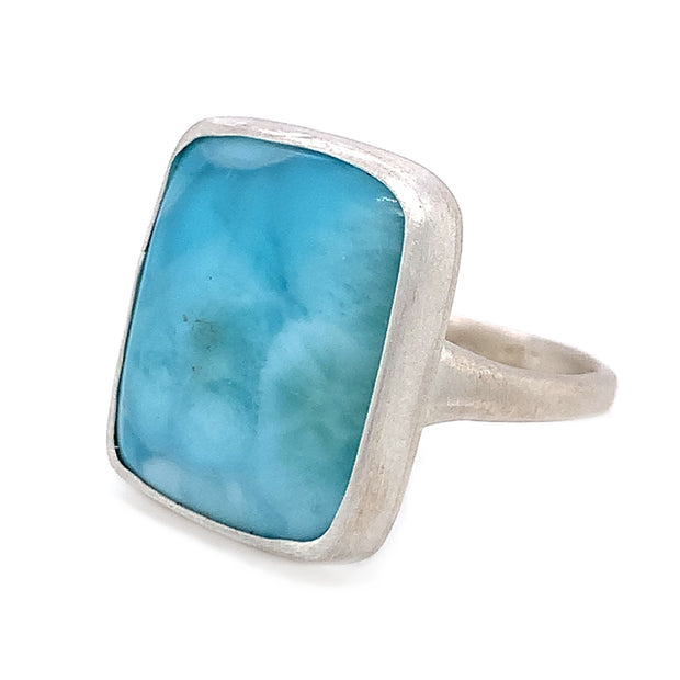 One-of-a-Kind Sterling Silver and Larimar Ring - "Atlantis"