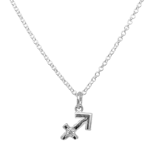 Sterling Silver & Diamond Zodiac Necklace - "Sagittarius"