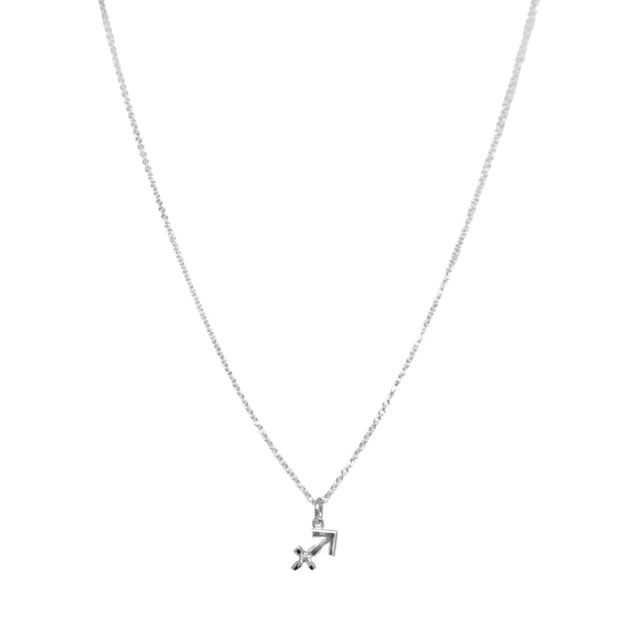 Sterling Silver & Diamond Zodiac Necklace - "Sagittarius"