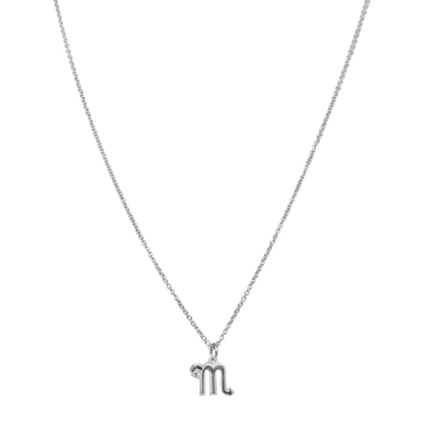 Sterling Silver & Diamond Zodiac Necklace - "Scorpio"