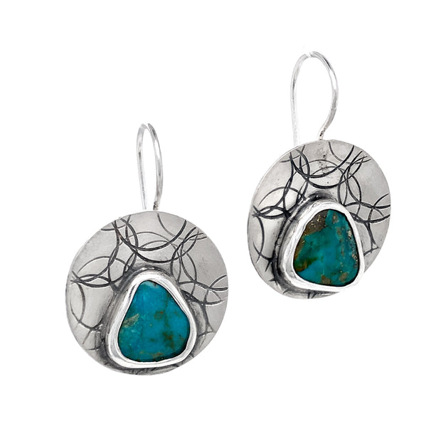 One-of-a-Kind Sterling Silver & Chrysocolla Earrings - "Hot Springs"
