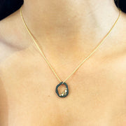 Sarah Graham 18K Yellow Gold & Blackened Cobalt Chrome Diamond Pebble Necklace Model