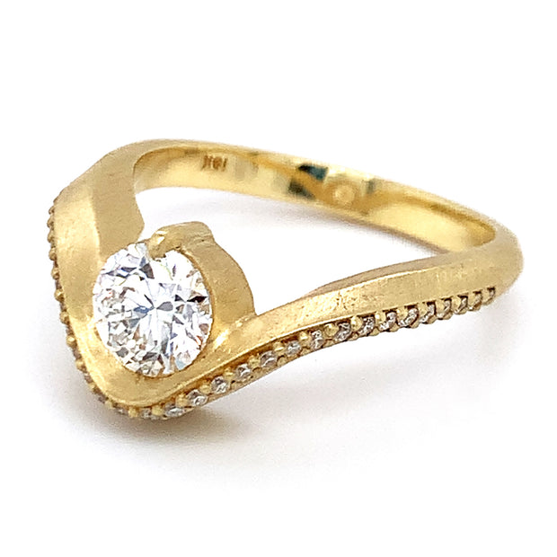 Yellow Gold & Diamond Ring - "Graceful Arc"