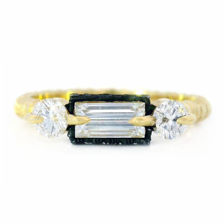 Yellow Gold & Triple Diamond Engagement Ring - "Resonance"