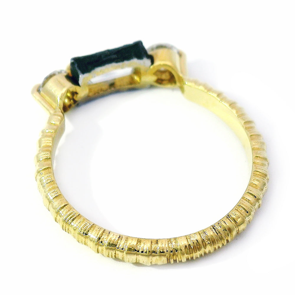 Yellow Gold & Triple Diamond Engagement Ring - "Resonance"