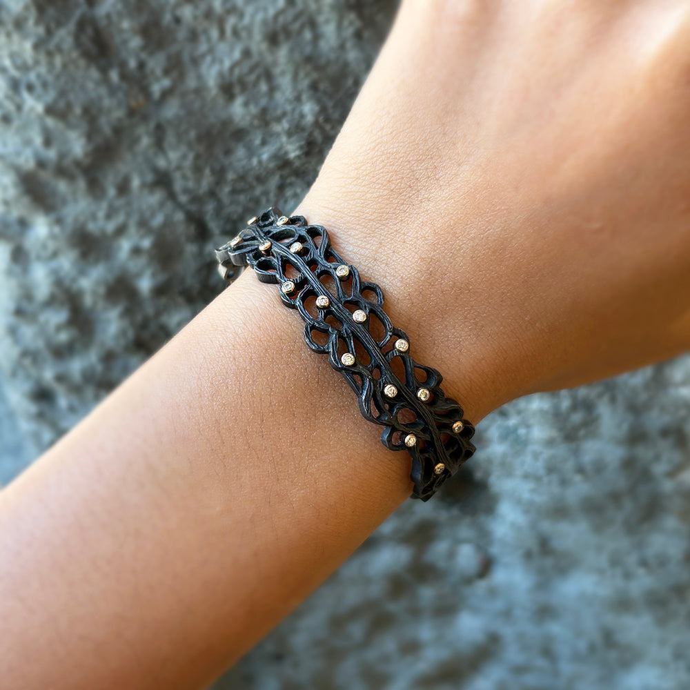 Cobalt Chrome & Diamond Bracelet - "Shadow"