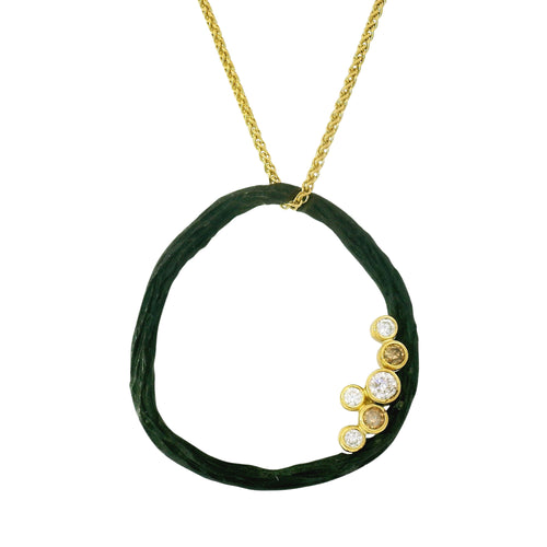 Gold & Cobalt Chrome Diamond Necklace - "Pebble Beach"