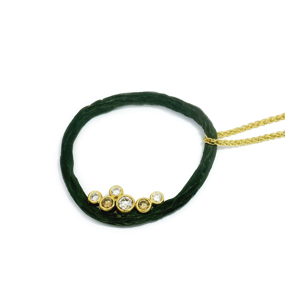 Gold & Cobalt Chrome Diamond Necklace - "Pebble Beach"