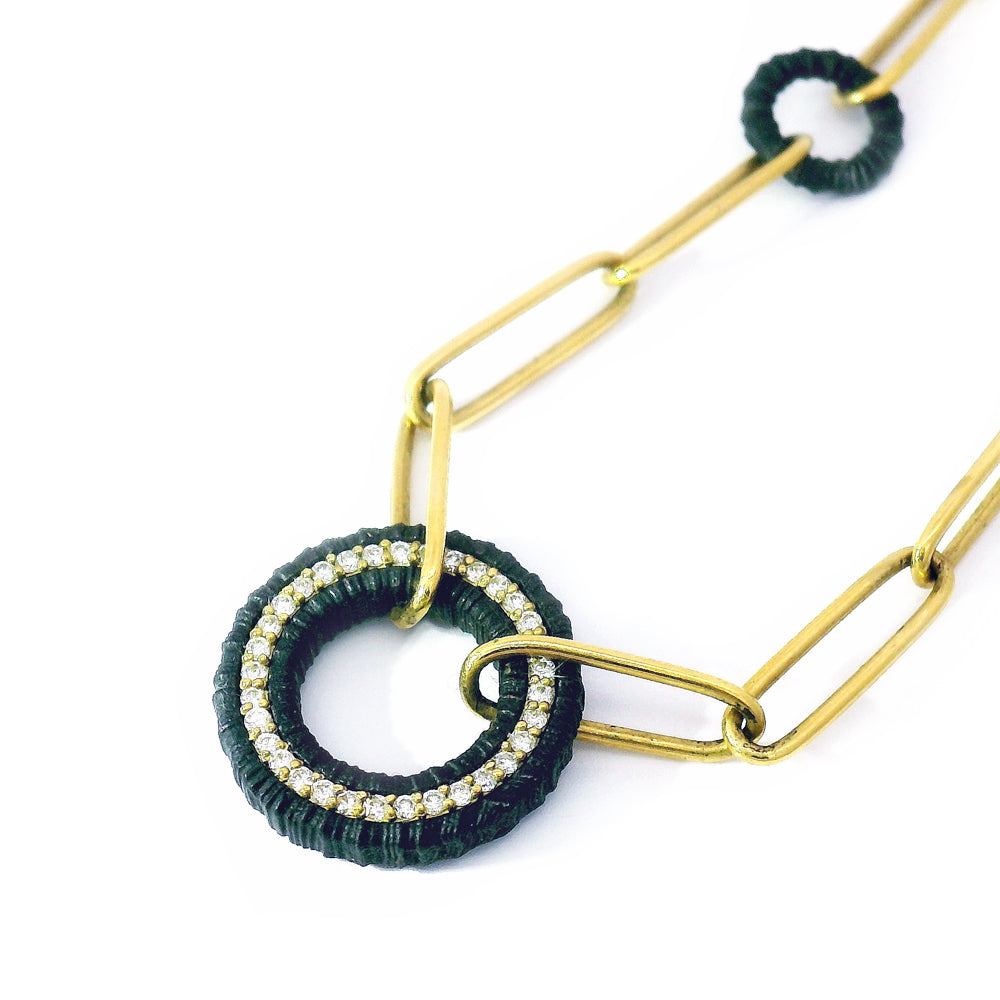 Cobalt Chrome & Diamond Necklace - "Ridge-Wheel"