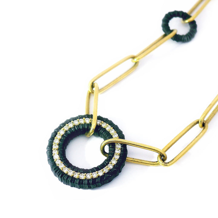 Cobalt Chrome & Diamond Necklace - "Ridge-Wheel"