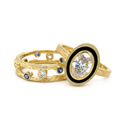 Yogo Sapphire and Diamond Yellow Gold Ring - "Pebble"