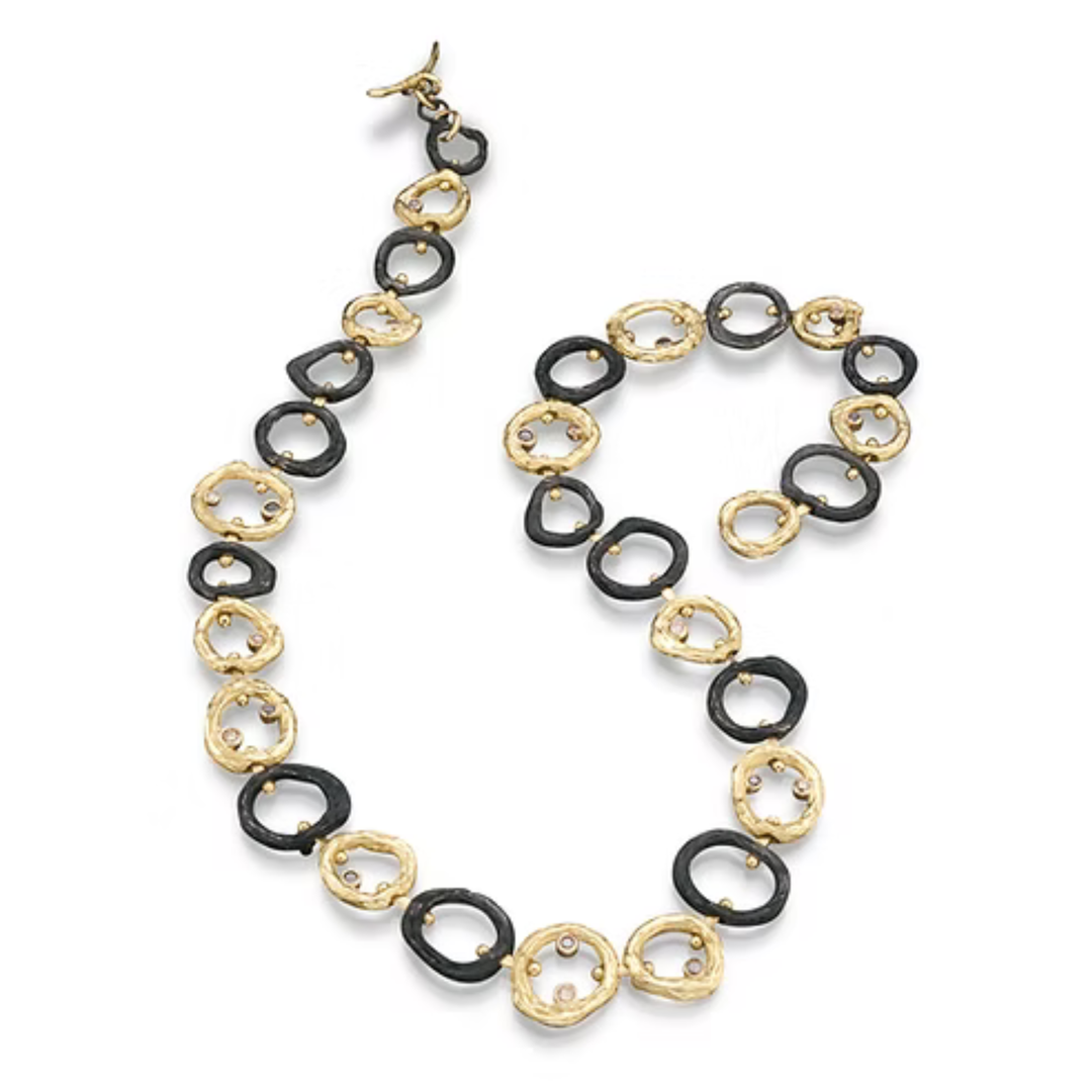 Yellow Gold & Cobalt Chrome Necklace - "Large Link Pebble"