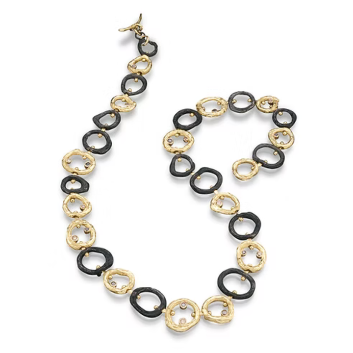 Yellow Gold & Cobalt Chrome Necklace - "Large Link Pebble"